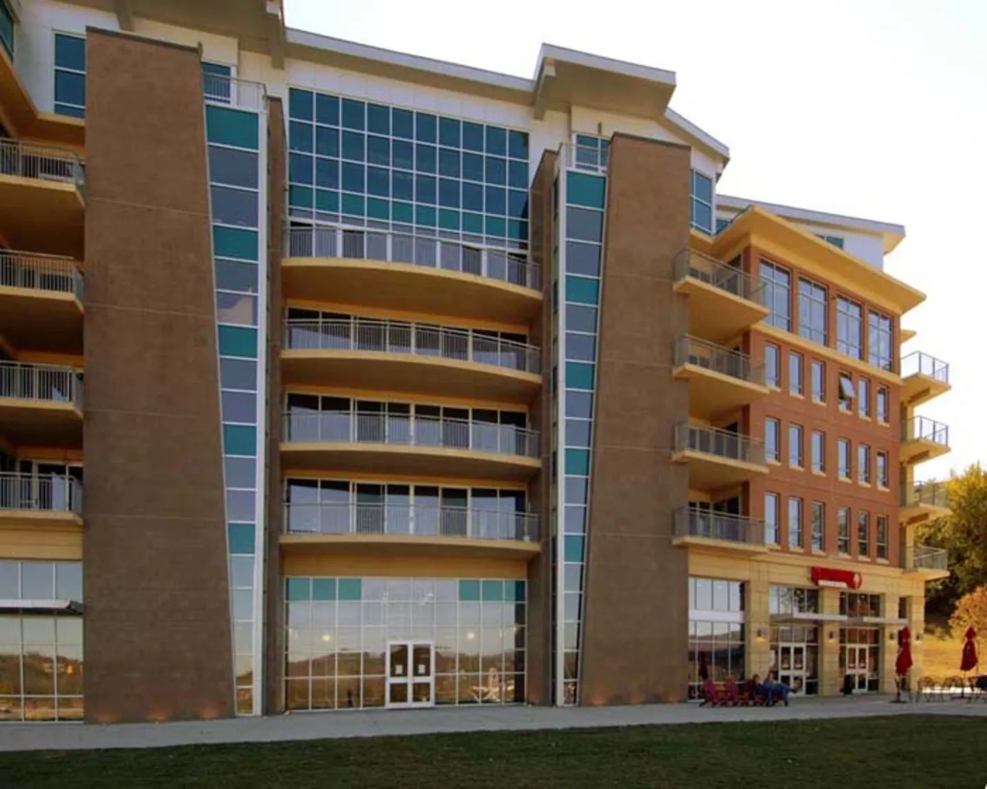 Close up front view of River Pier Landing residential development in Chattanooga, TN, constructed by Bock Construction.