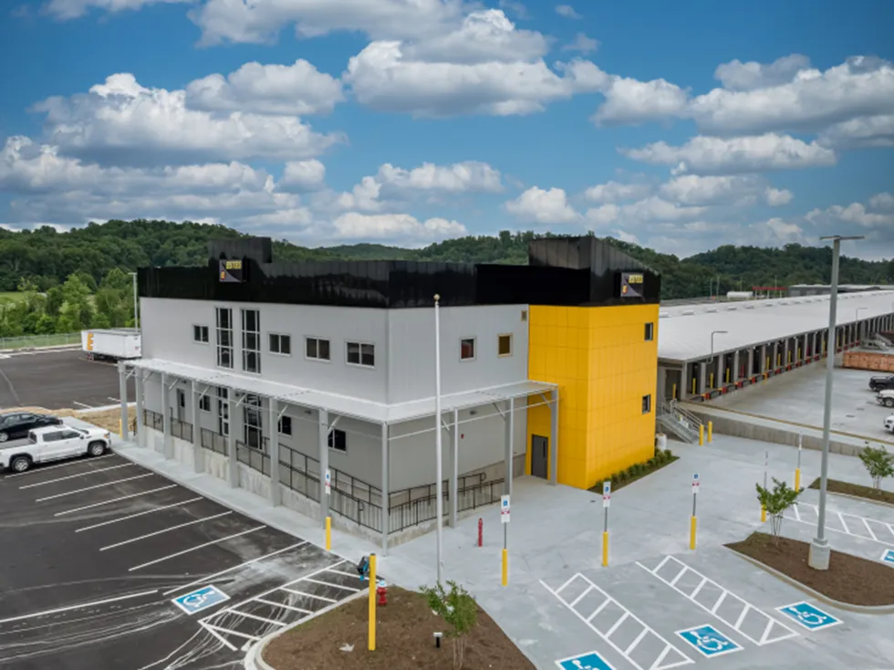 Exterior addition at Estes Express trucking facility in Knoxville, TN, addition completed by Bock Construction.