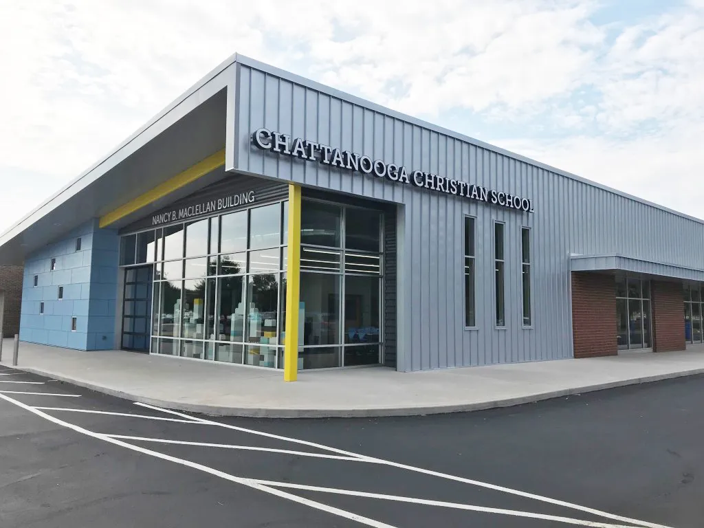 Campus view of Chattanooga Christian School in Chattanooga, TN, built by Bock Construction.