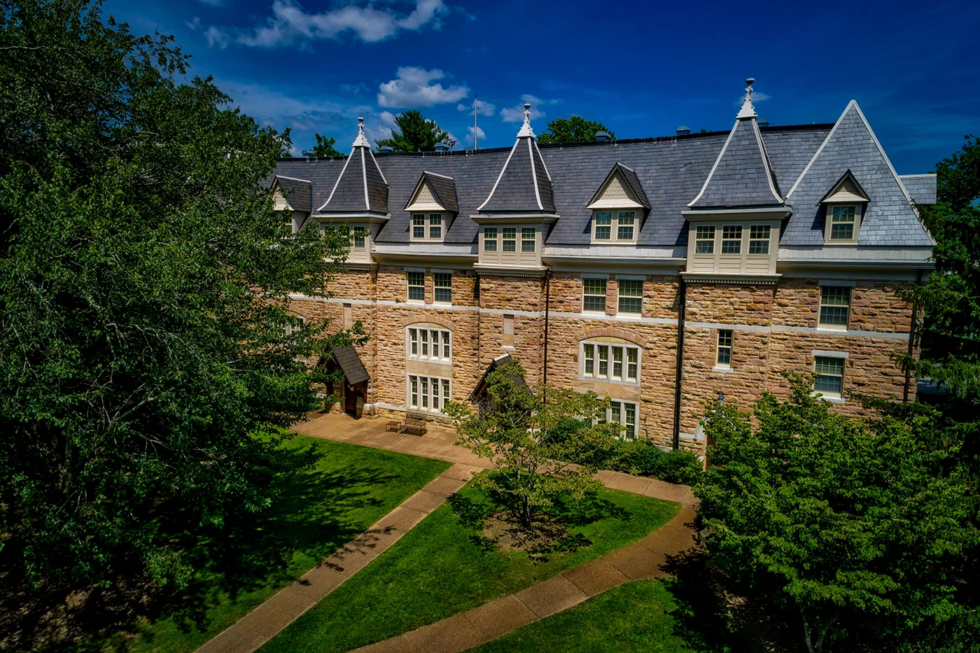 Front view of the academic building at Sewanee, University of the South, in Sewanee, TN, constructed by Bock Construction.