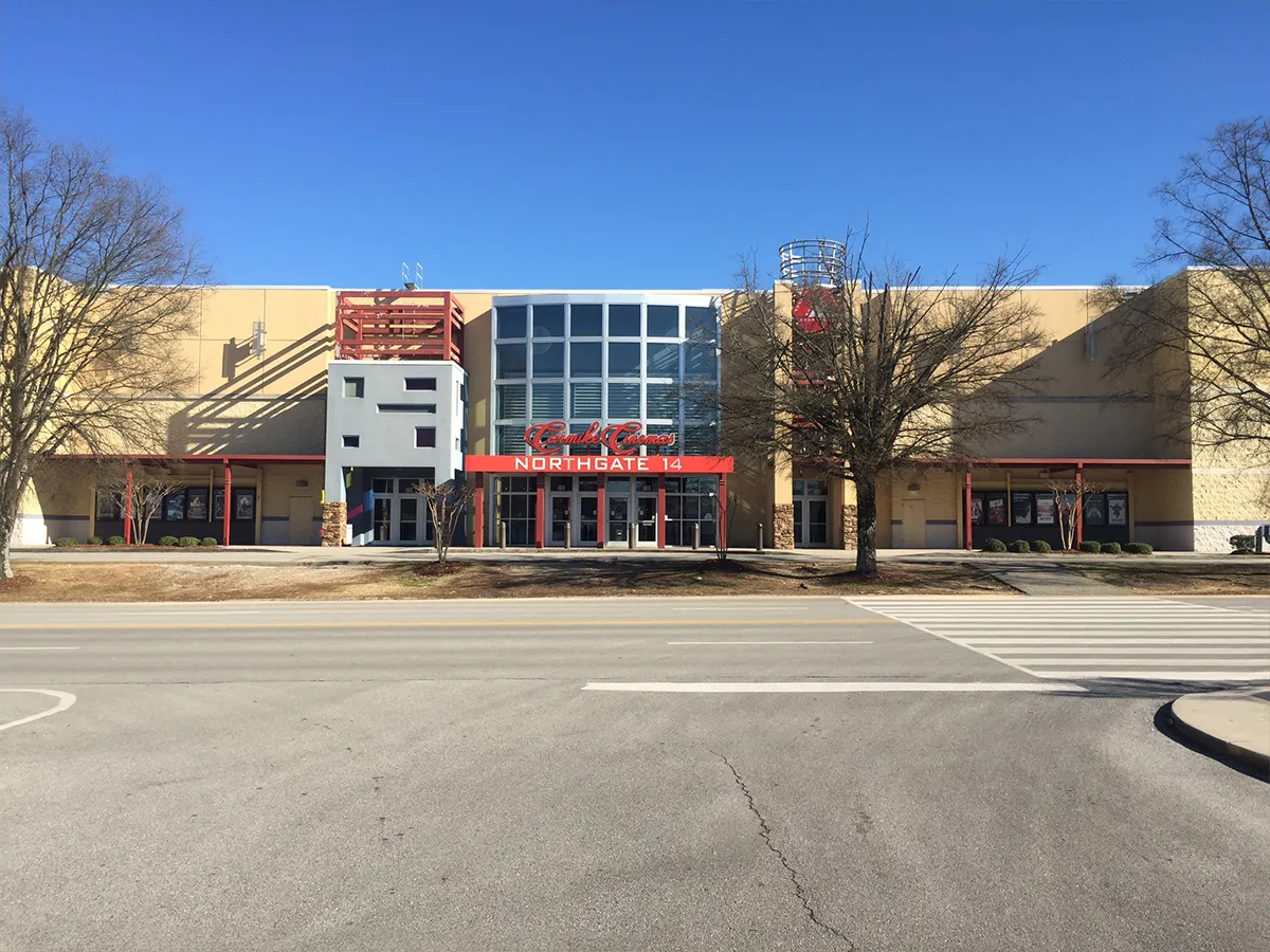 Aerial view of the Carmike 14 Screen Cinema in Tennessee, built by Bock Construction.