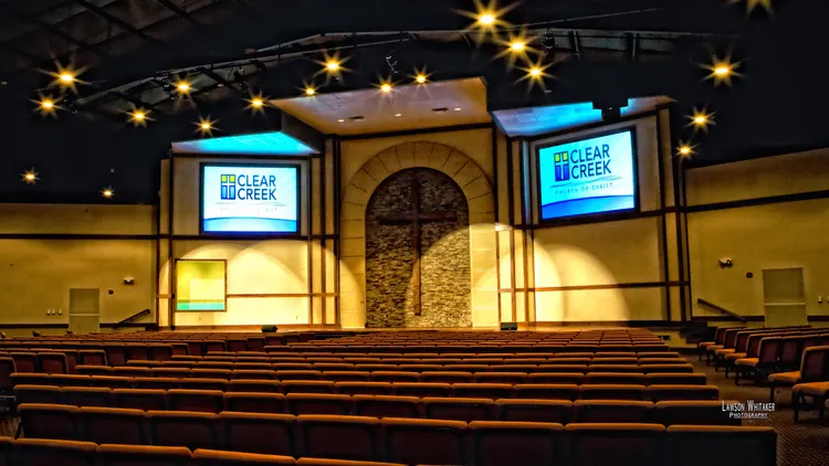 Interior view of Clear Creek Church of Christ in Hixson, TN, constructed by Bock Construction.