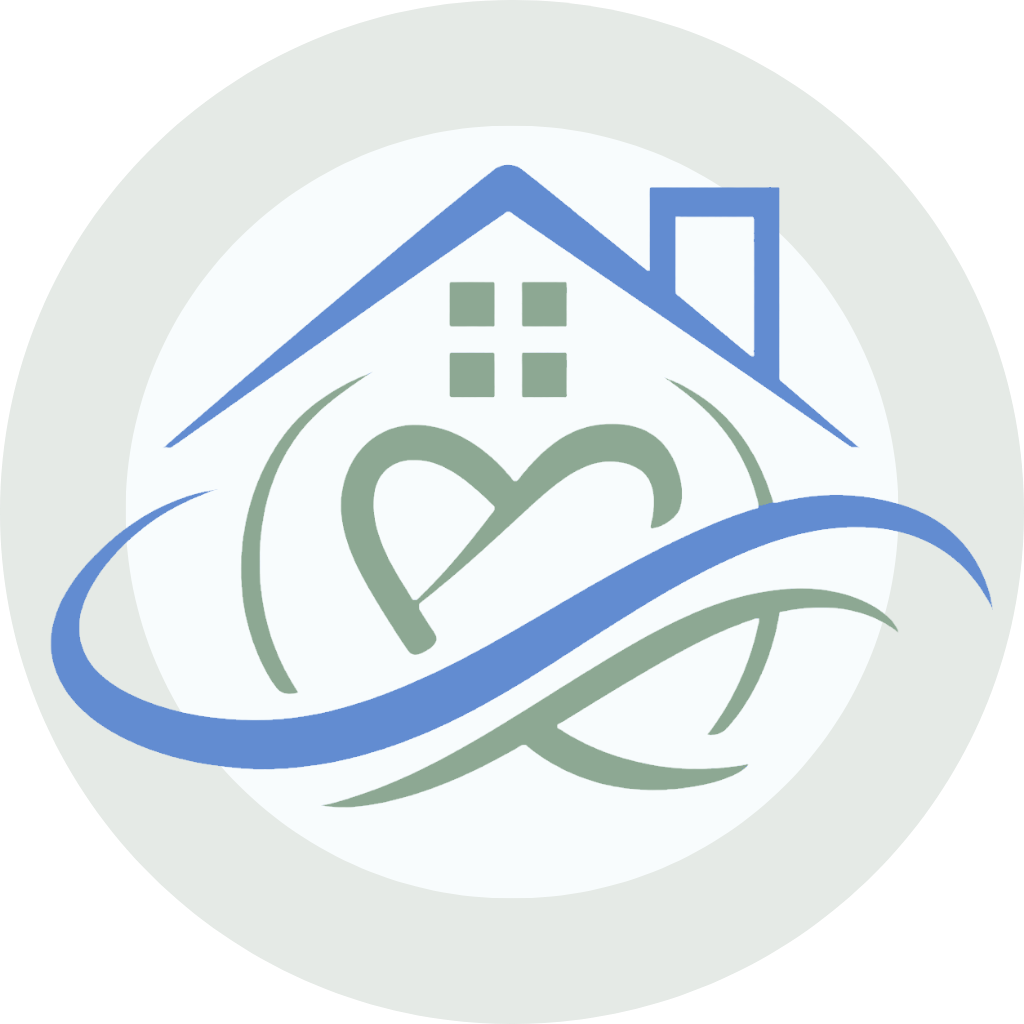 Elevate Home Care Solutions logo featuring a blue house, green heart, and flowing infinity symbol.