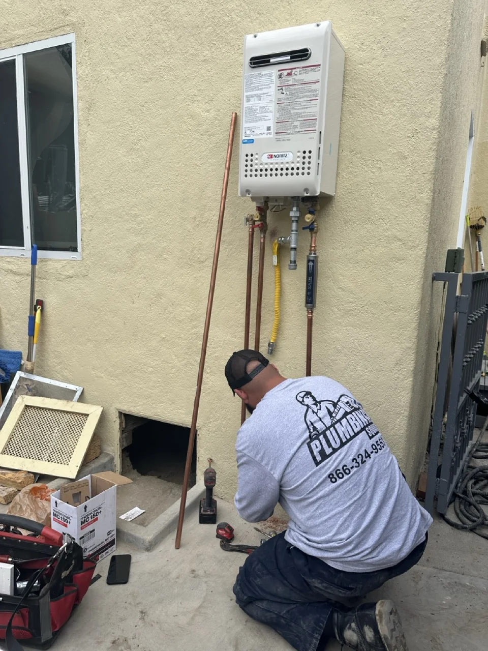 Tankless water heater installation