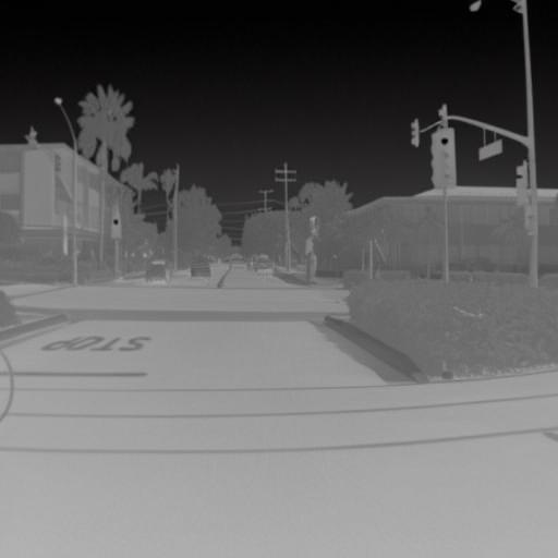 Generated infrared translation of the RGB scene in FLIR A656sc style.