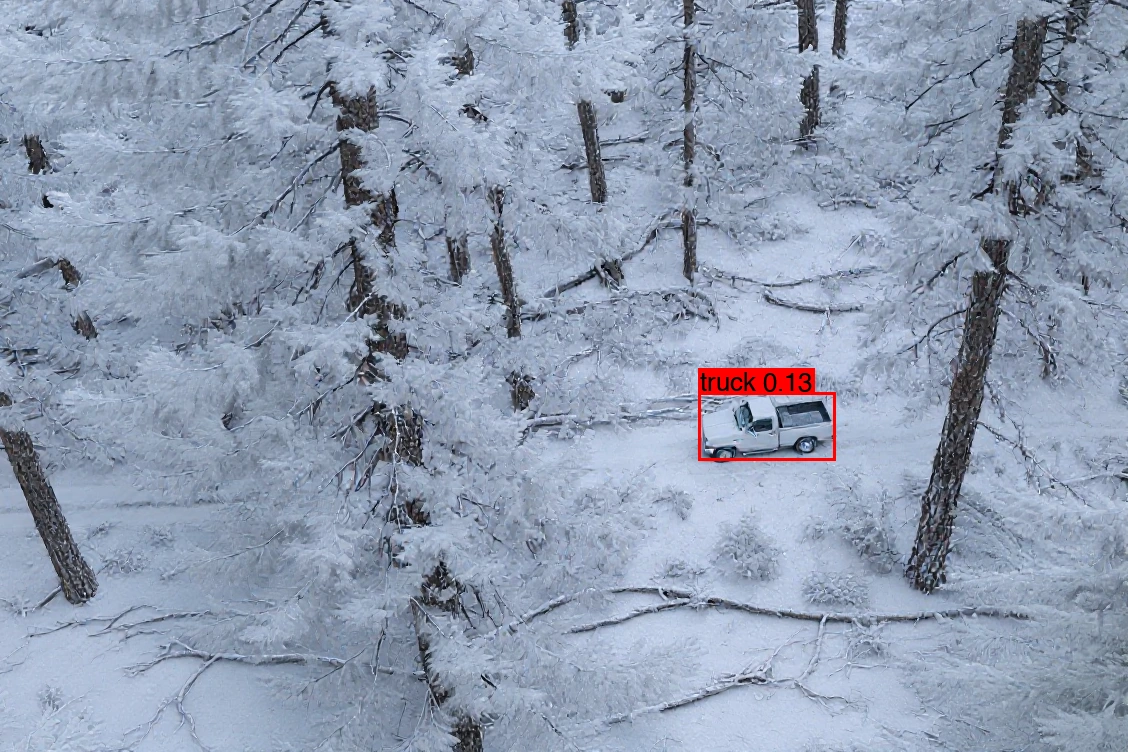 Same scene generated in heavy snow.