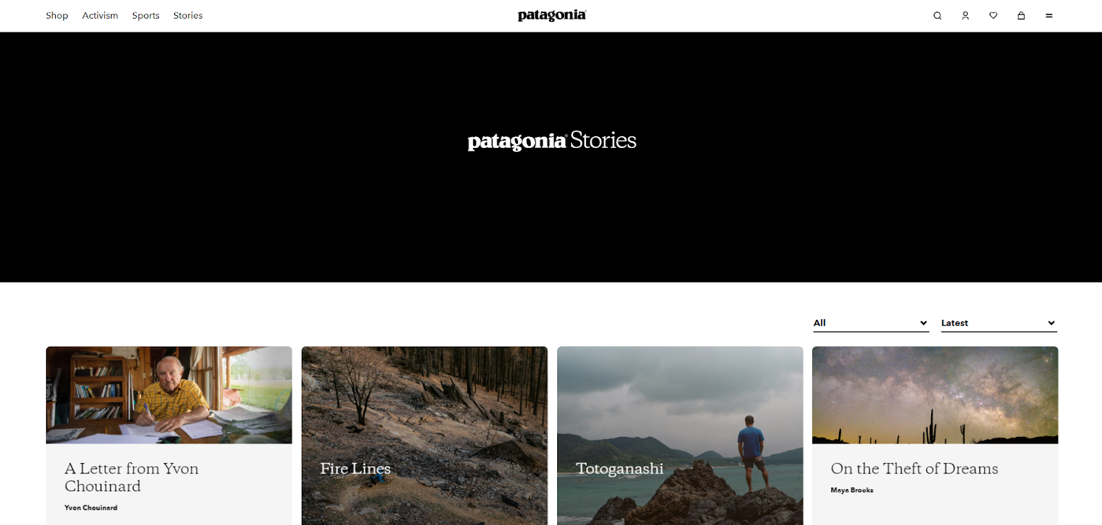 Patagonia's Stories, an example of successful brand storytelling