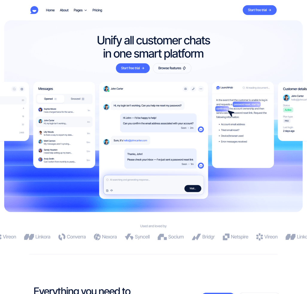 LaunchHub - Home V1 Page - Support Platform Webflow Template
