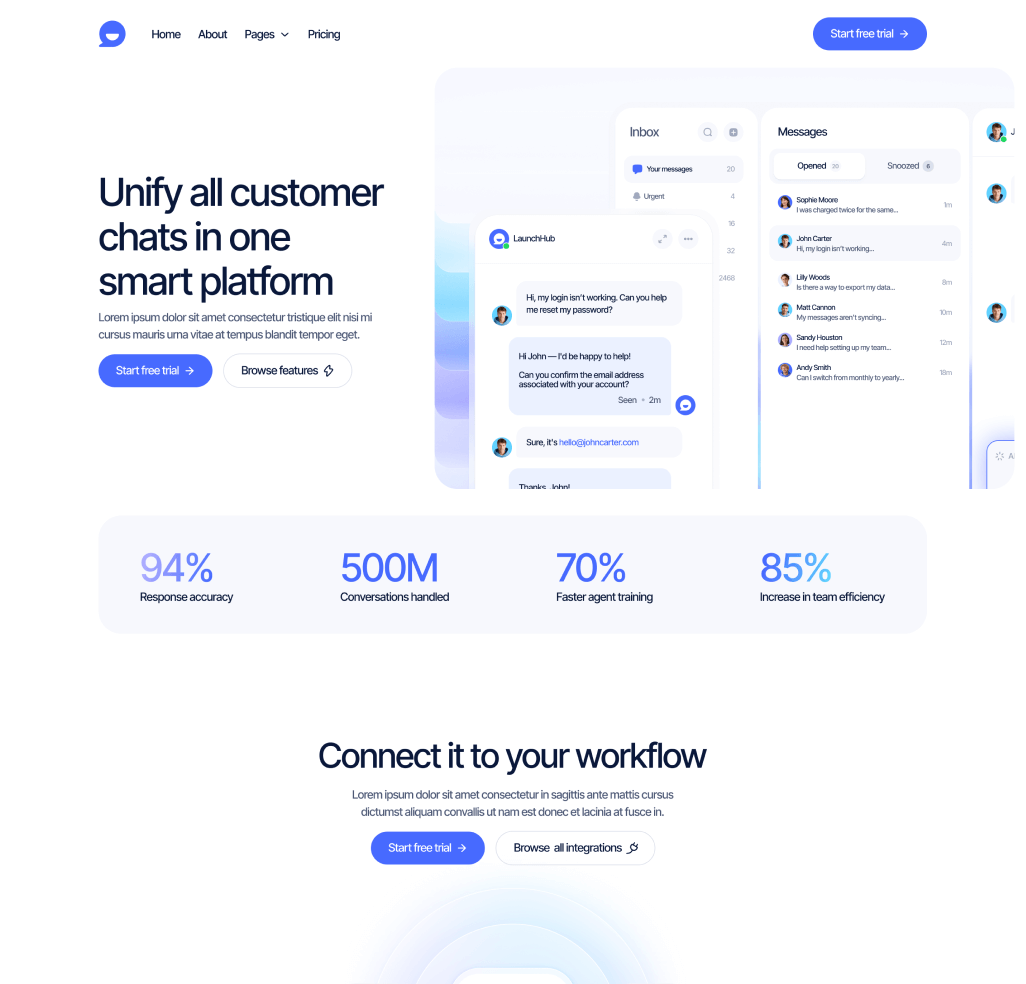 LaunchHub - Home V2 Page - Support Platform Webflow Template
