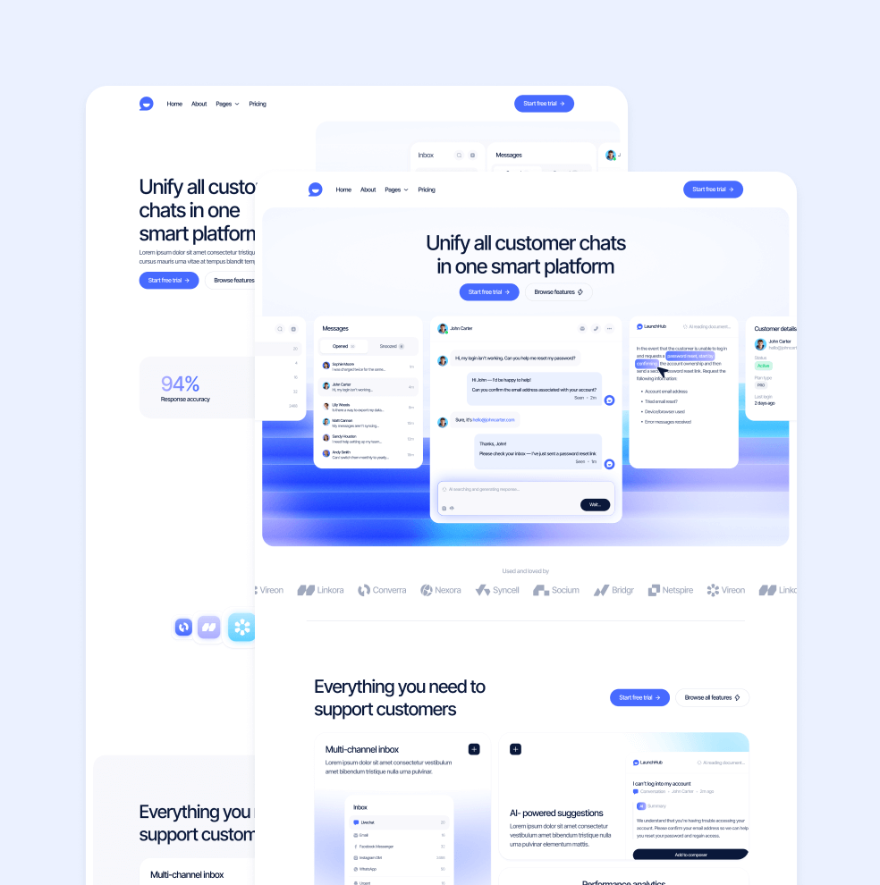 LaunchHub - 20+ Pages Included - Support Platform Webflow Template
