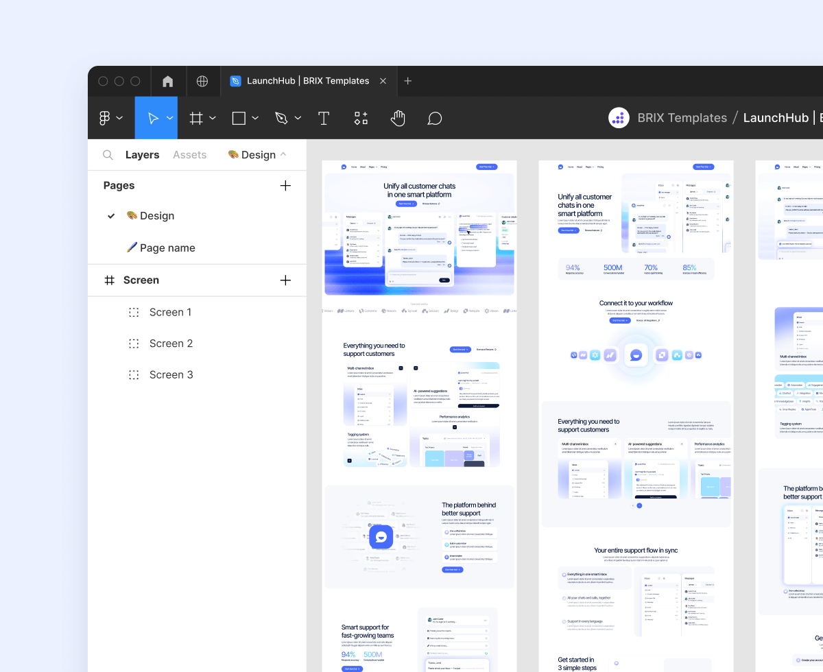 LaunchHub - Figma File Included - Support Platform Webflow Template