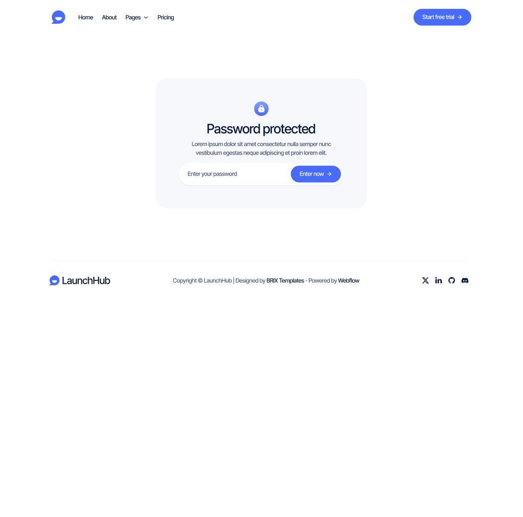 LaunchHub - Password Protected Page - Support Platform Webflow Template