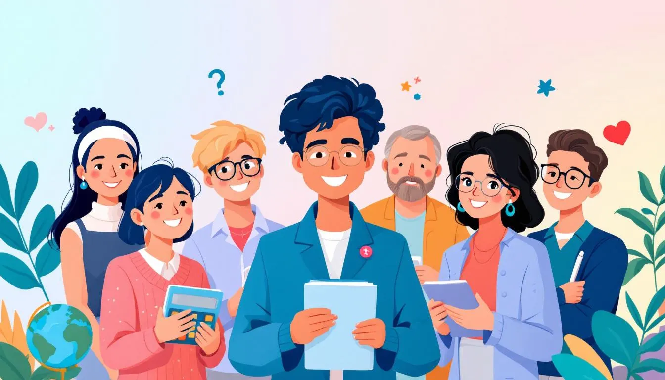 Eine Auswahl von Lehrkräften für Kinder, die verschiedene Fächer unterrichten.