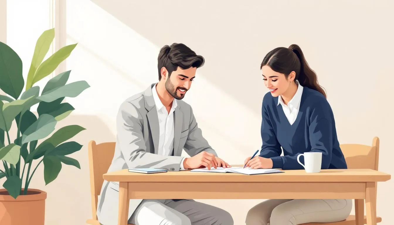 Ein Lehrer und ein Schüler, die zusammenarbeiten.