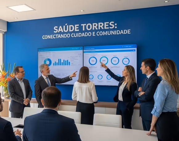 Executivo apresentando gráficos em tablet durante reunião corporativa