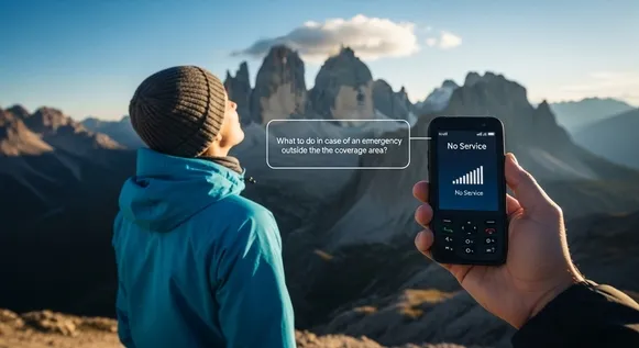 Pessoa em montanha sem sinal de celular segurando telefone