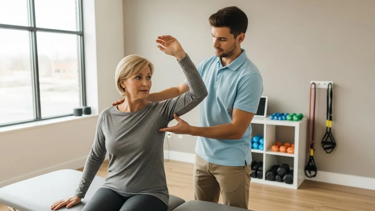 Sessão de fisioterapia com paciente em atendimento