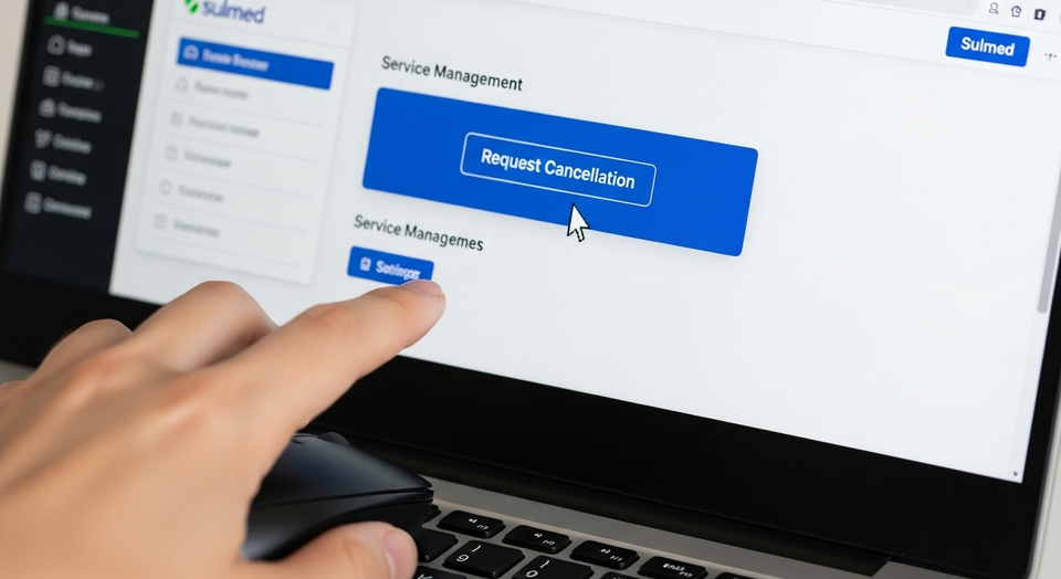 Cursor clica no botão de cancelar serviço da Sulmed.