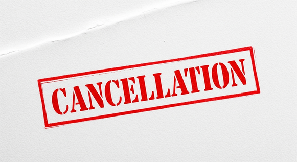 Carimbo vermelho com a palavra Cancellation em papel.