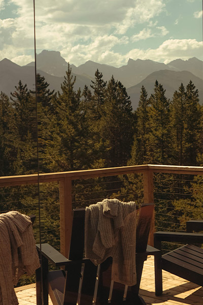 balcony with chairs looking at the mountians