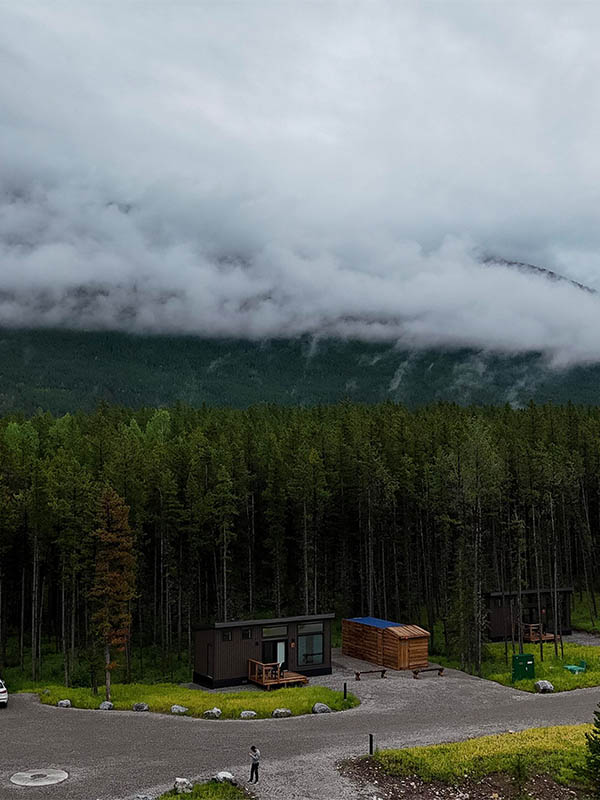 drone view of a skybox cabin