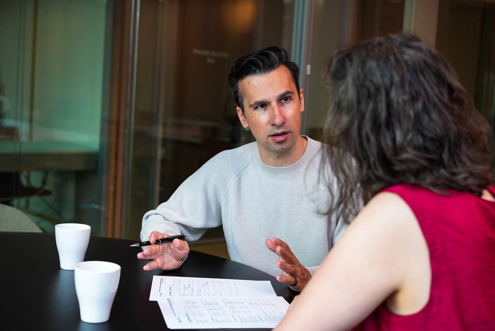 Pacific Relocation consultant walking a client through service options during a strategy session