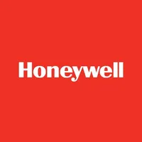 Honeywell company logo in white text on a red background.