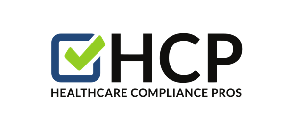 Healthcare Compliance Pros logo with a green checkmark inside a blue square followed by the letters HCP.