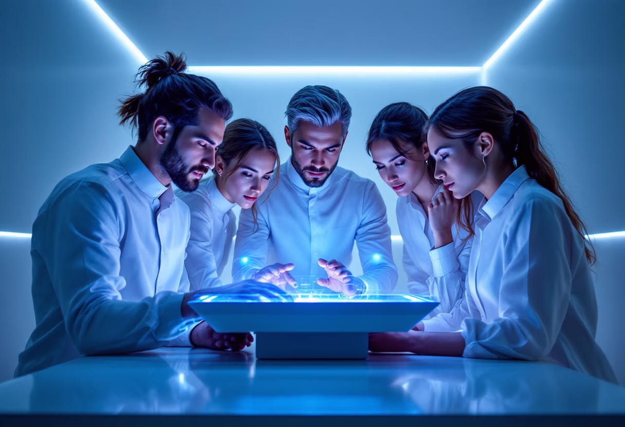 image of team collaborating (for an ar/vr)