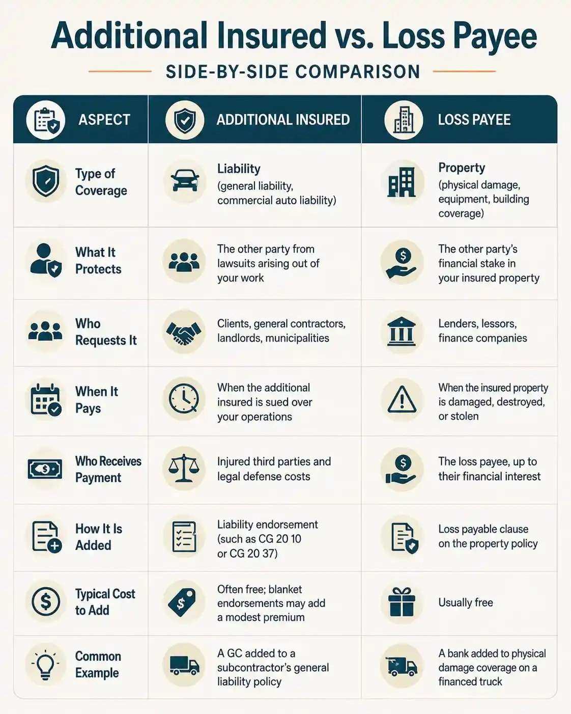 Additional Insured vs. Loss Payee