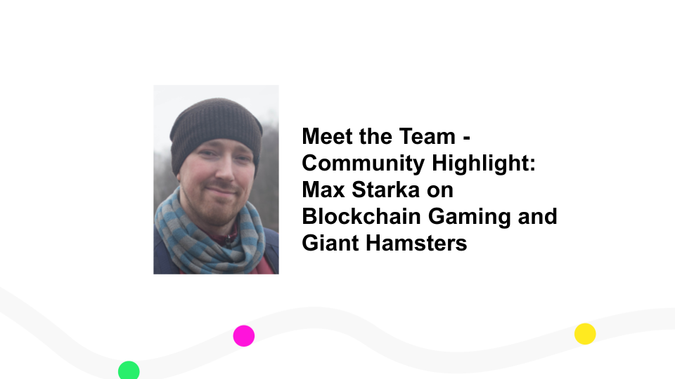 认识我们的团队 - 社区亮点。Max Starka谈区块链游戏和巨型仓鼠