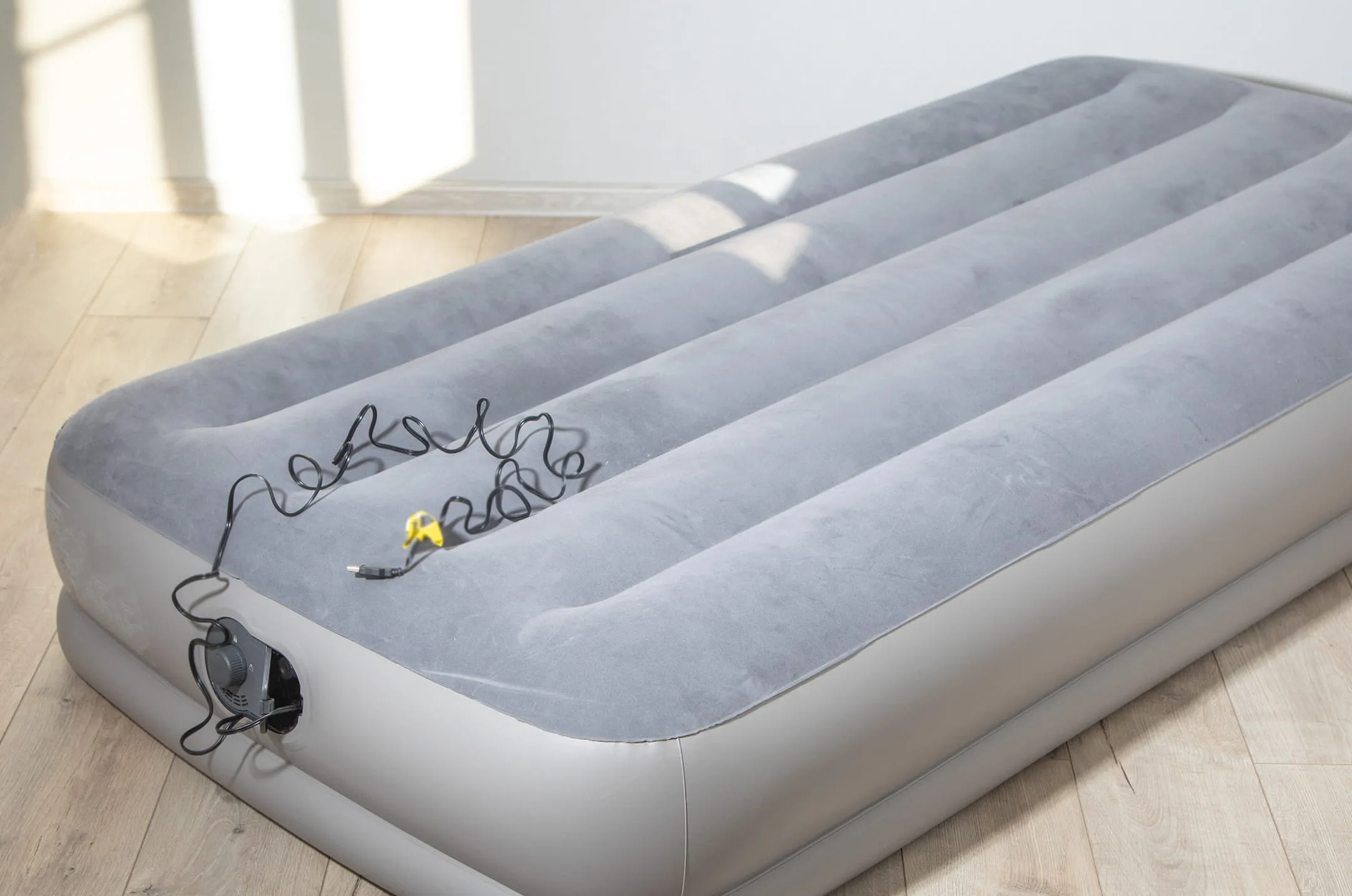 Fuzzy air mattress top side