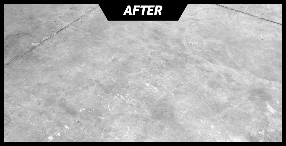 Smooth concrete floor surface with no visible stains or damage after cleaning.