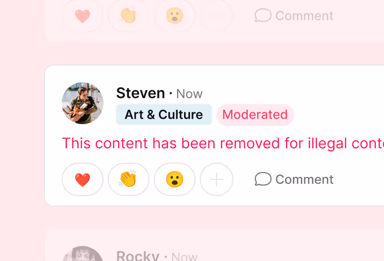 Screenshot illustrating a moderated post