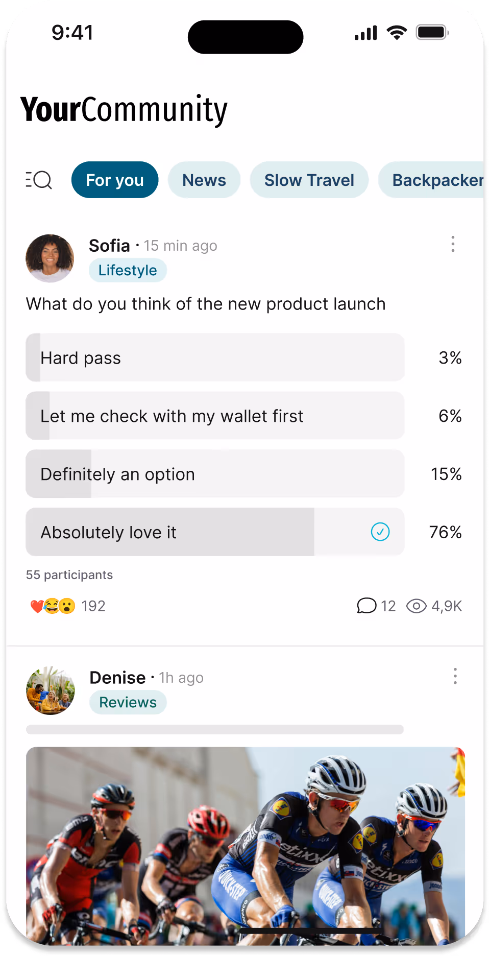 Screenshot of a community's main feed