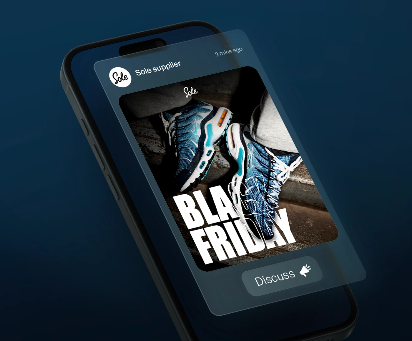 A product release post with a Discuss button in a retail app