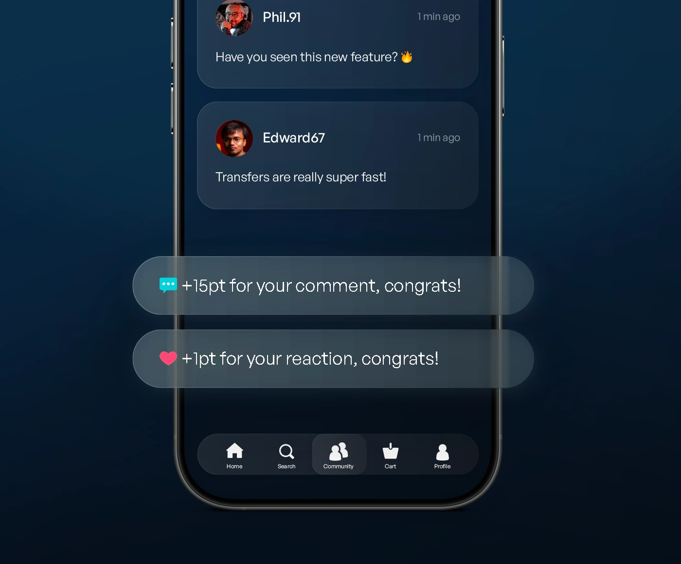 Gamification levels and badges on community profiles