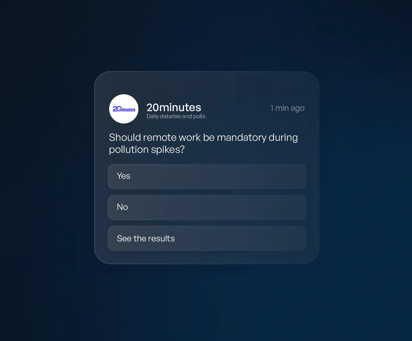 Daily poll and debate in a news app community