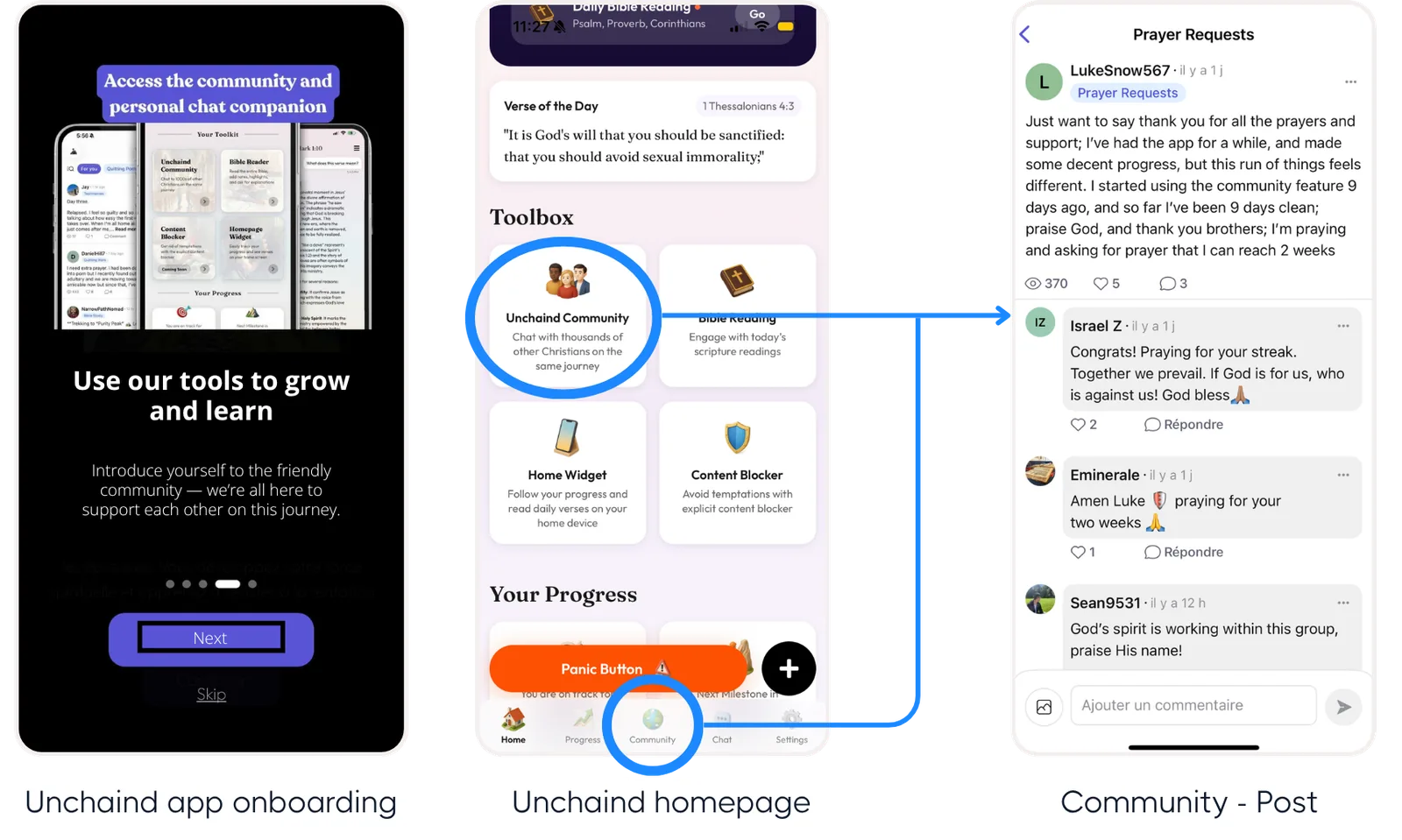 Unchaind in-app community case study — key visual
