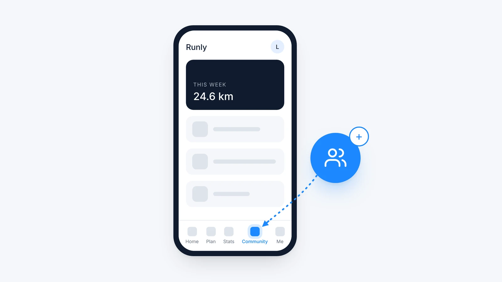 A smartphone app with a community tab being added to its navigation bar