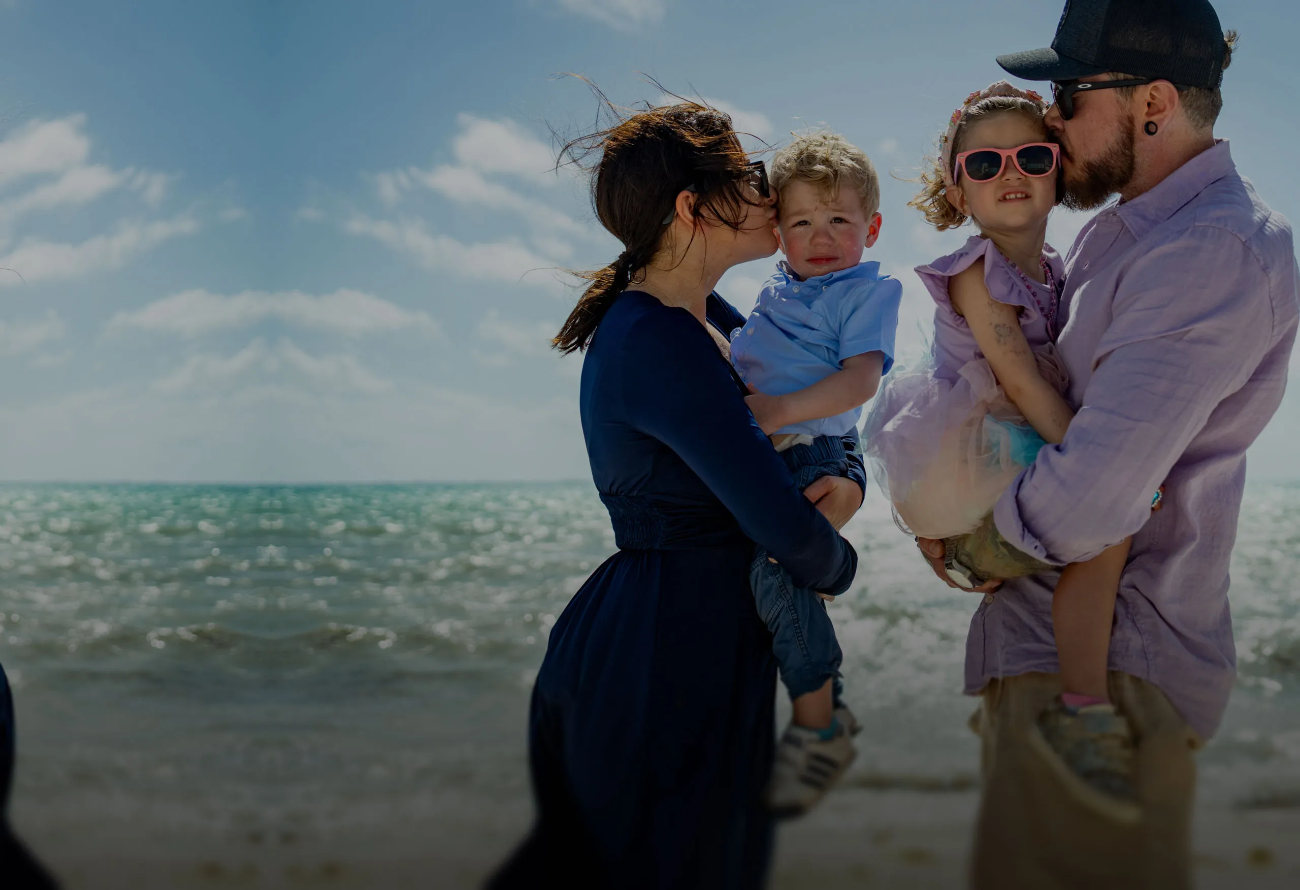 Pamela Garrett and family on the beach