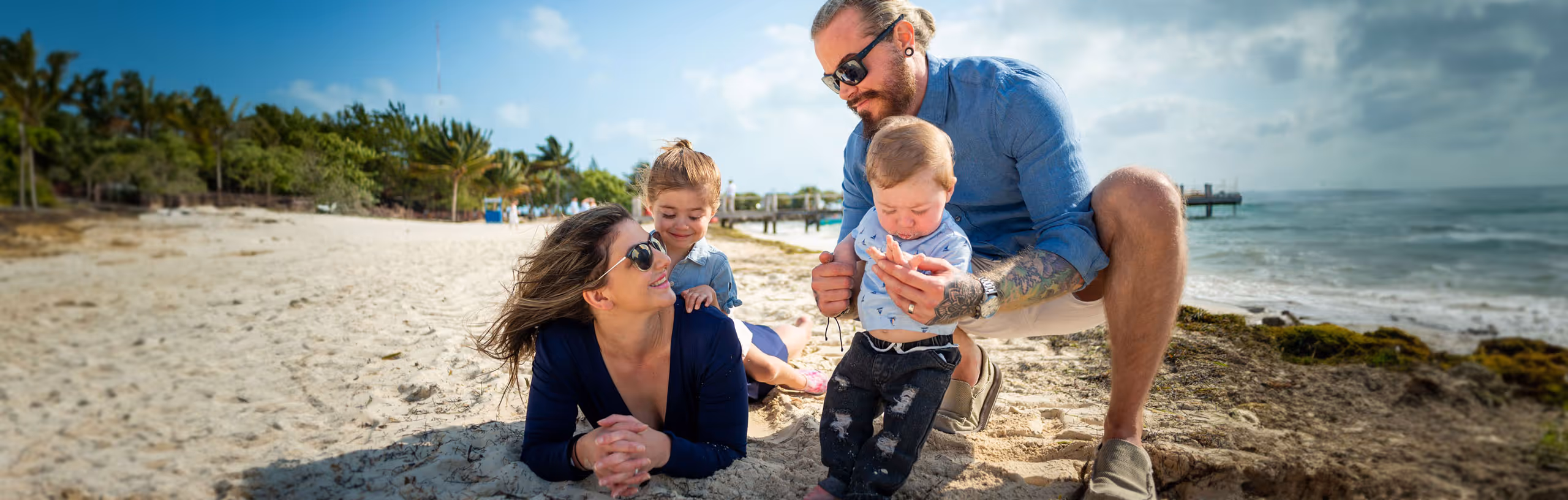 Pamela Garrett relaxing on the beach with family