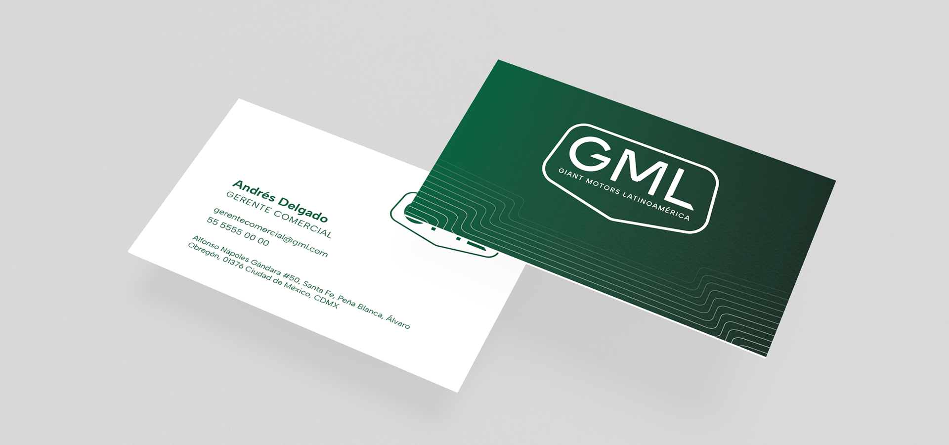 Tarjeta de presentación con rediseño de marca para Giant Motors Latinoamérica GML por Aditivo Agencia en México
