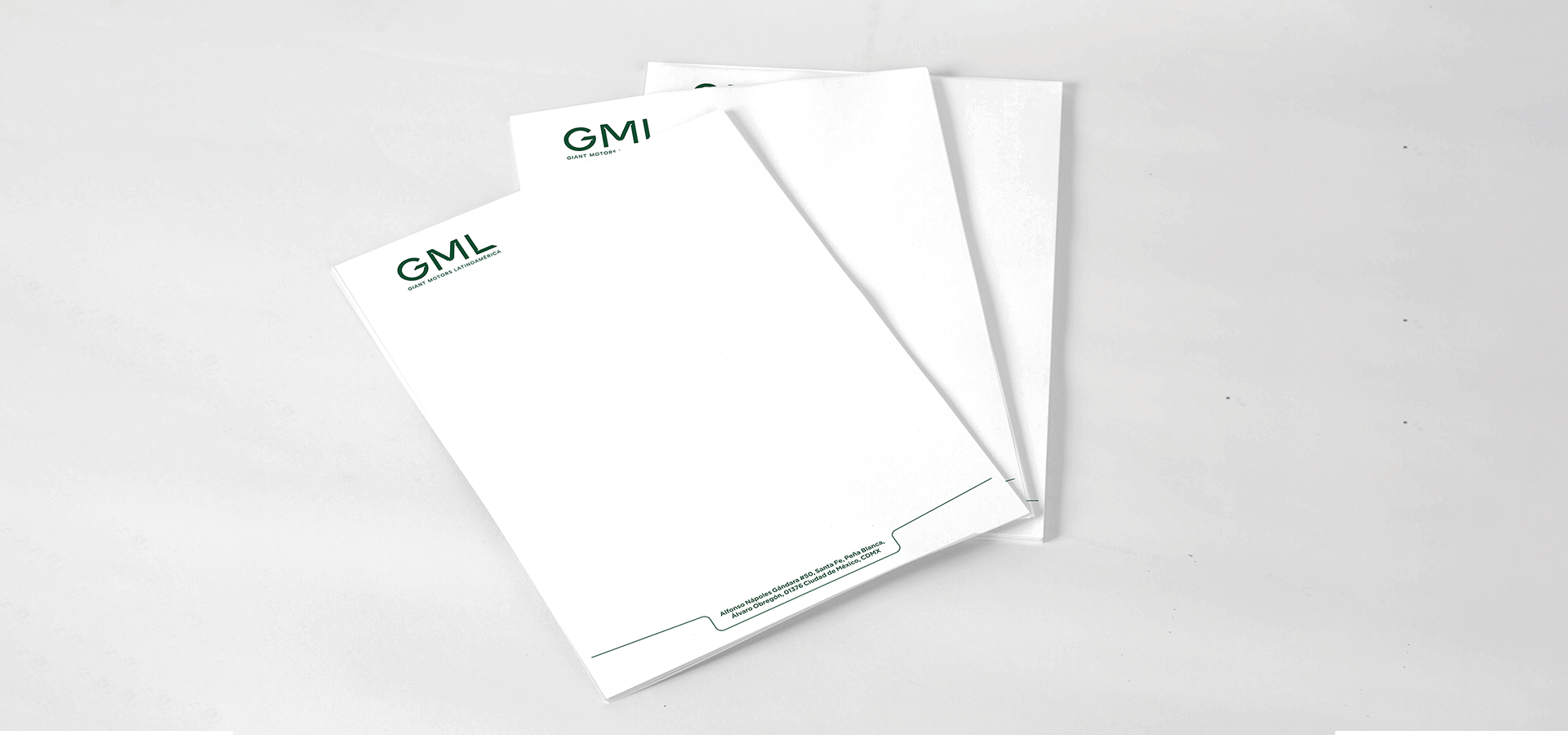 Hoja membretada con rediseño de marca para Giant Motors Latinoamérica GML por Aditivo Agencia en México