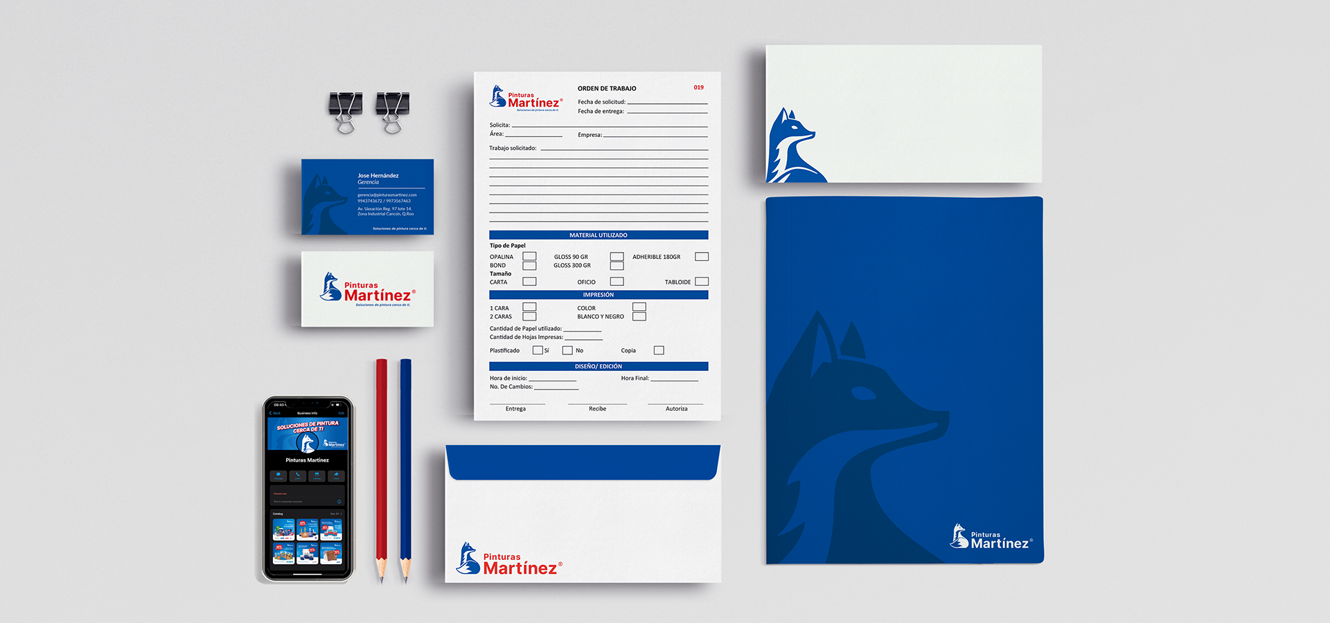 Papelería para rediseño de marca con premio BRANDOR de Pinturas Martínez por Aditivo Agencia en Cancún México