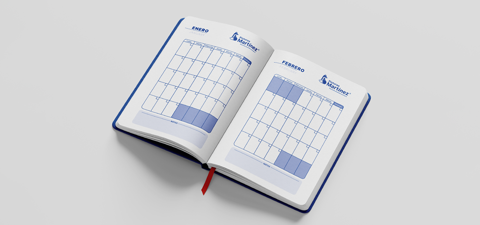 Diseño editorial de agenda para Pinturas Martínez por Aditivo Agencia en Cancún México