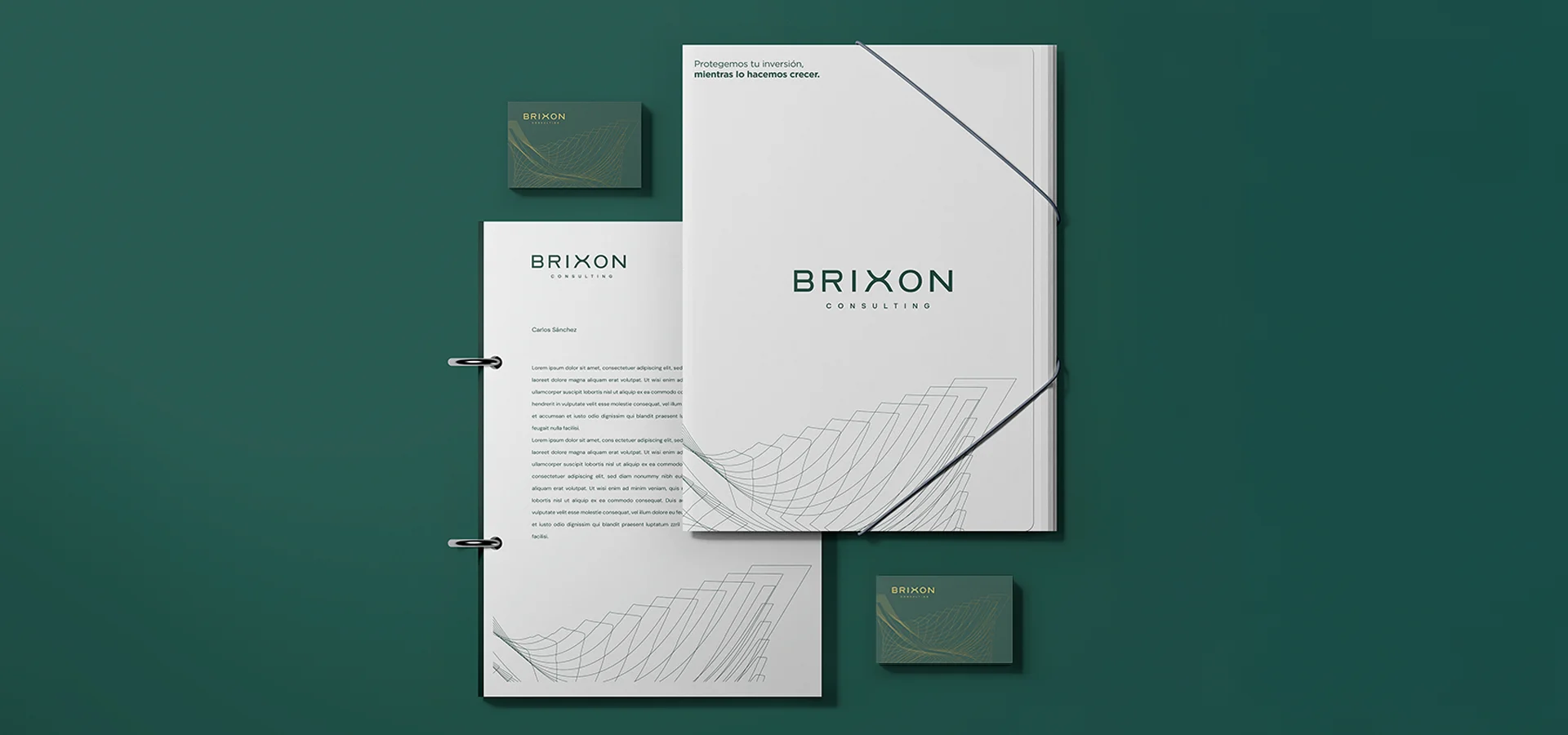 Papelería con rediseño de marca para Brixon Consulting con premio BRANDOR por Aditivo Agencia en Cancún México