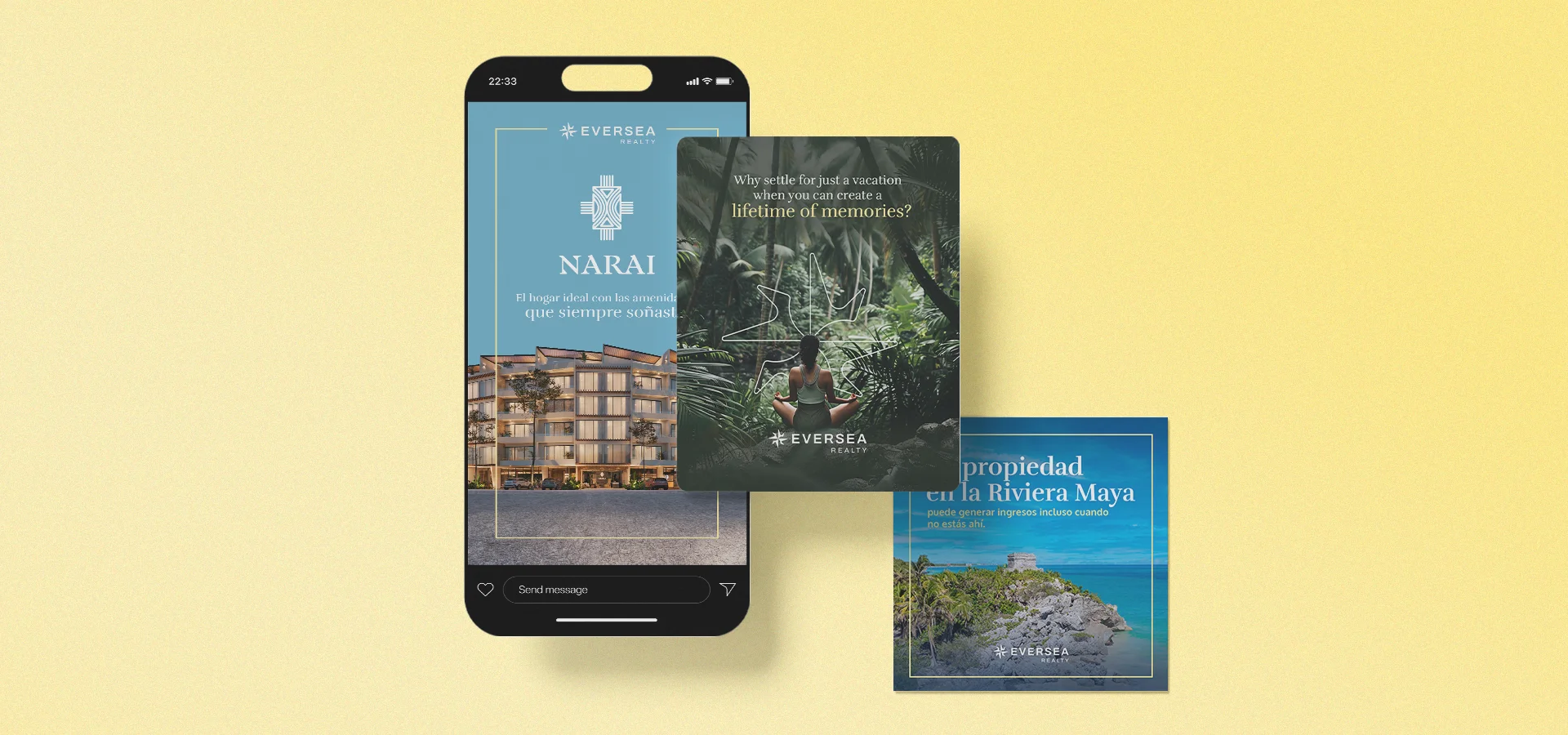 Redes sociales para Eversea Realty por Aditivo Agencia en Cancún México