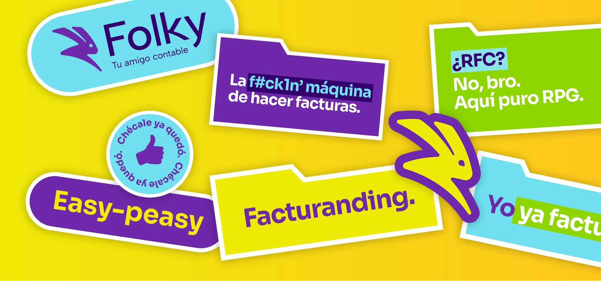Stickers con naming y diseño de marca para Folky por Aditivo Agencia en Cancún México