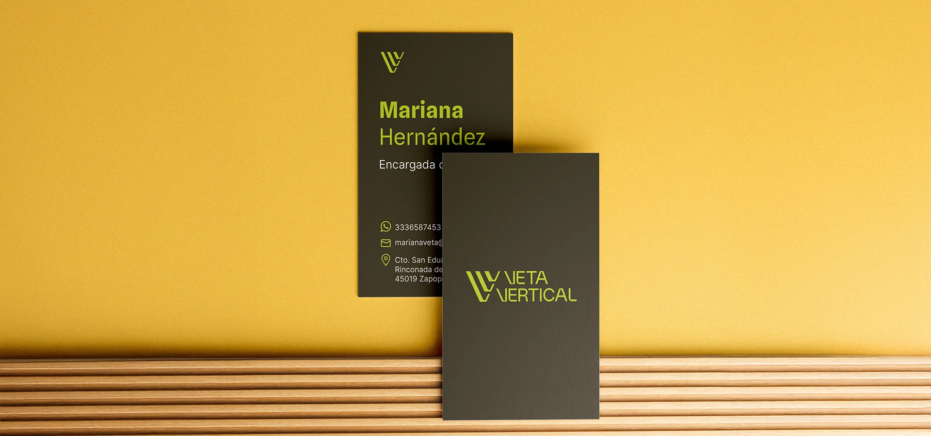 Tarjeta de presentación con rediseño de marca para VETA VERTICAL por Aditivo Agencia en Guadalajara México